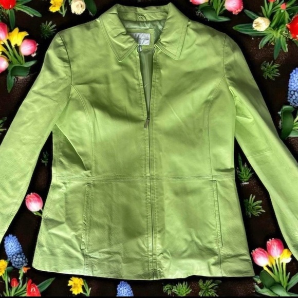 Worthington Light Green genuine  leather Jacket - Picture 1 of 4